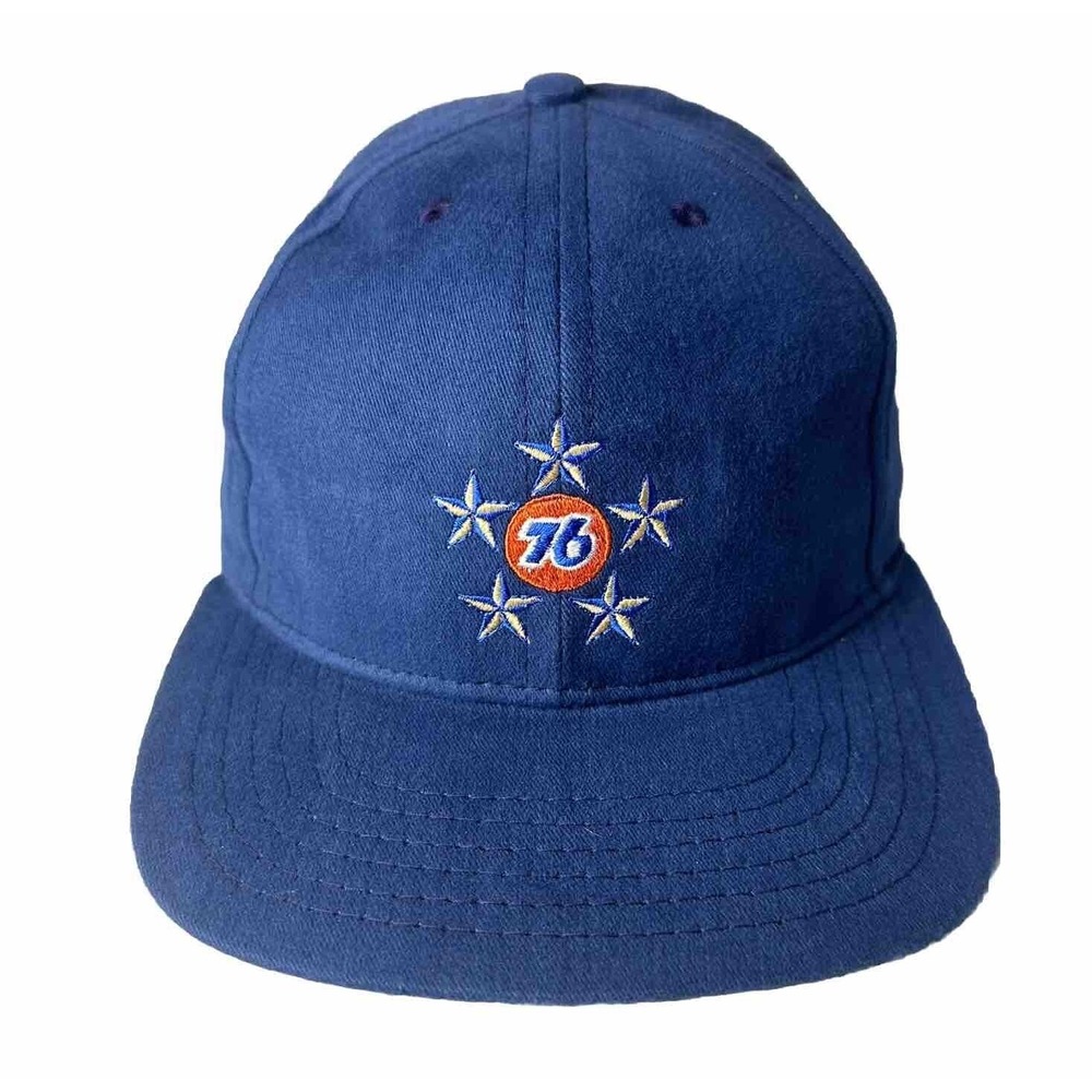 Vintage Unocal 76 Hat Snap Back Cap Star Logo Soft Navy Made In USA Trucker Mesh